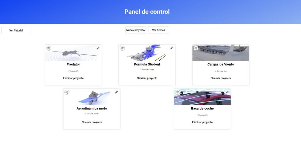 Panel de control Software Symula